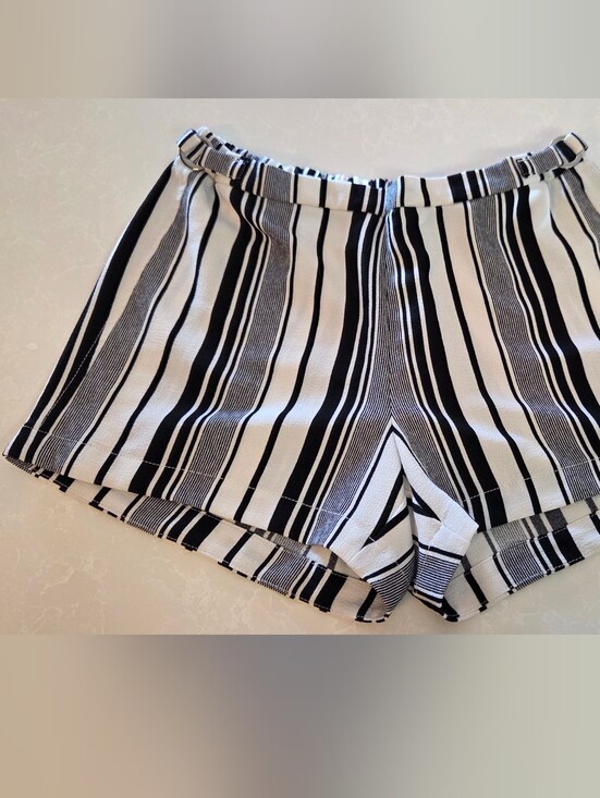 Calvin Klein Pants - Calvin Klein High-Waist Black & White Striped Bermuda Shorts Womens S